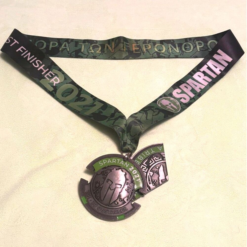 Spartan 2021 Beast Finisher Medal w/ Beast Trifecta Wedge & Ribbon